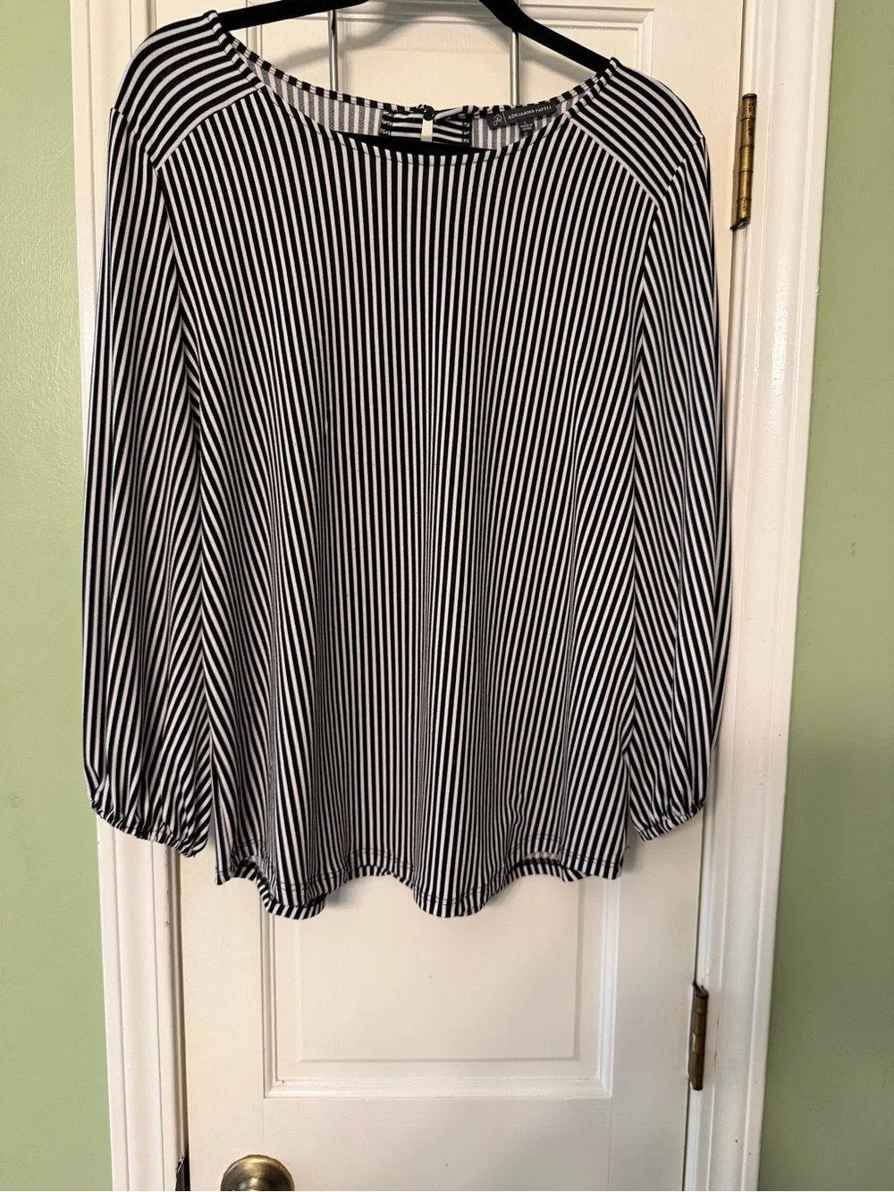 Adrianna Papell Black and White Vertical Stripe Skirt